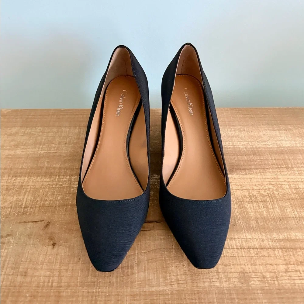 Calvin Klein Classic Black Wedge Heels - Picture 2 of 9